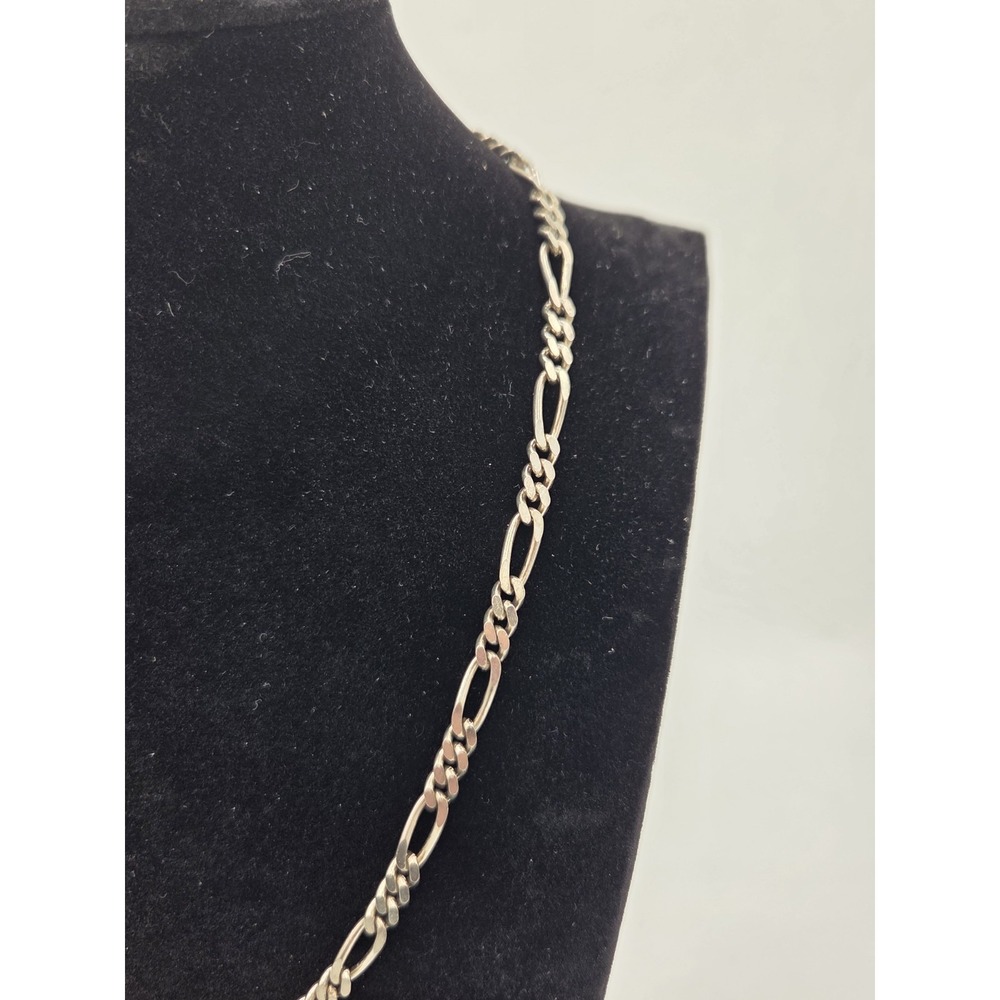 Lot Of 2 Stamped Sterling Silver Chains Link And Figaro Both 18" - Picture 3 of 15